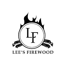Lee's Firewood logo with flames and logs