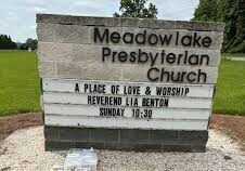 Meadowlake Presbyterian Church marquee sign outdoors